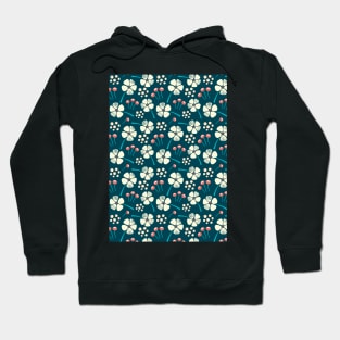 Abstract Floral Pattern in Blue, Yellow and Orange Hoodie